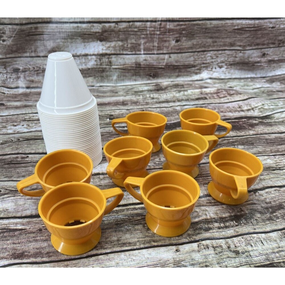 Set of 8 Vintage Gold-Colored Solo Cozy Cups and A Few Dozen Inserts